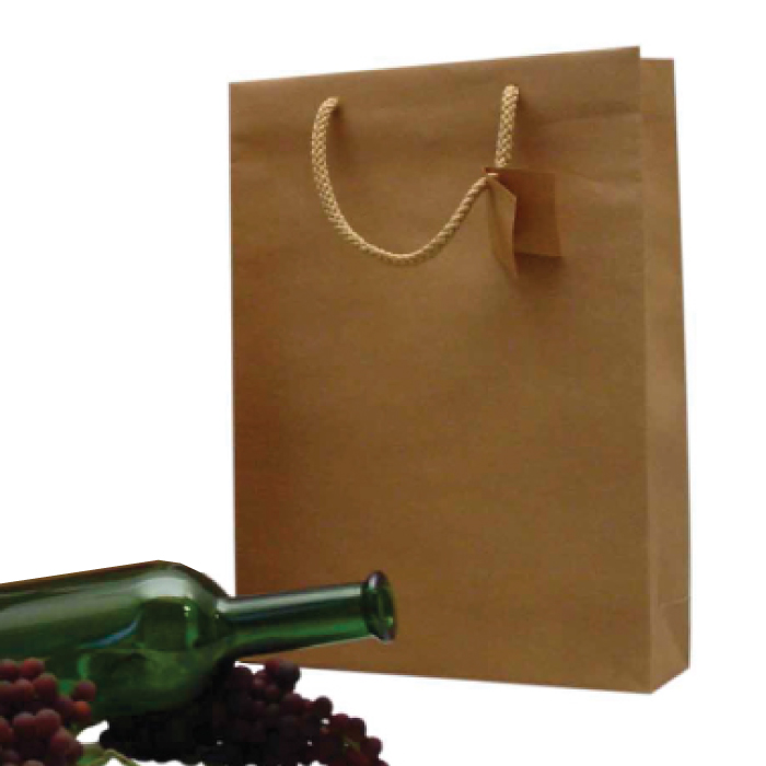 bruin papieren draagtas voor drie flessen wijn